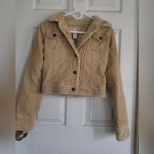 Abercrombie & Fitch Corduroy Faux Sherpa-Lined Tan Jacket, Size Xs